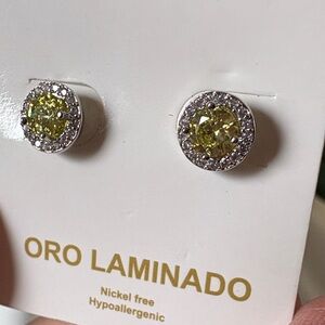 18k White Gold Filled Peridot Earrings